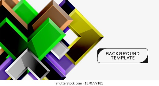Glossy modern geometric background, abstract arrows composition. Vector