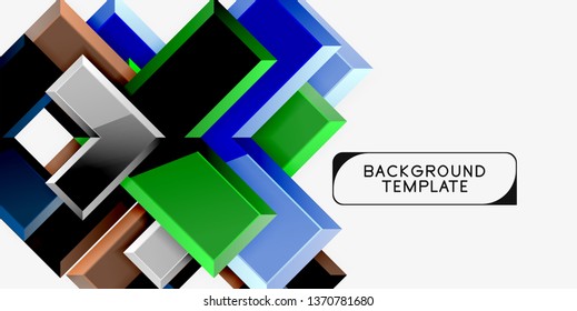 Glossy modern geometric background, abstract arrows composition. Vector