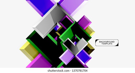 Glossy modern geometric background, abstract arrows composition. Vector