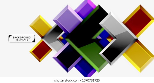 Glossy modern geometric background, abstract arrows composition. Vector