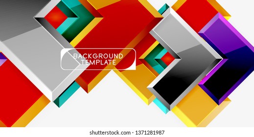 Glossy modern geometric background, abstract arrows composition. Vector