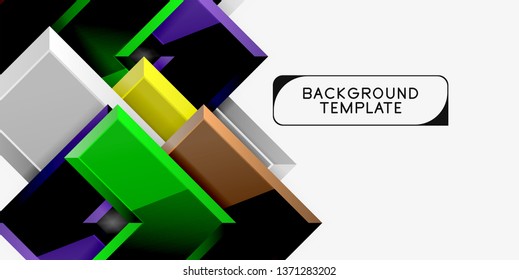 Fondo geométrico moderno brillante, composición de flechas abstractas. Vector