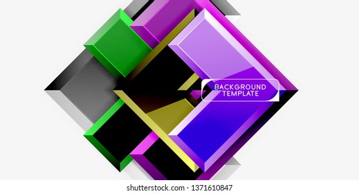 Glossy modern geometric background, abstract arrows composition. Vector