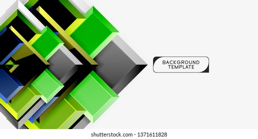 Glossy modern geometric background, abstract arrows composition. Vector