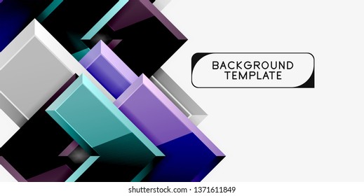 Glossy modern geometric background, abstract arrows composition. Vector