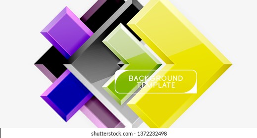 Glossy modern geometric background, abstract arrows composition. Vector