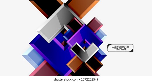 Glossy modern geometric background, abstract arrows composition. Vector