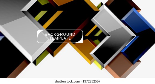 Glossy modern geometric background, abstract arrows composition. Vector