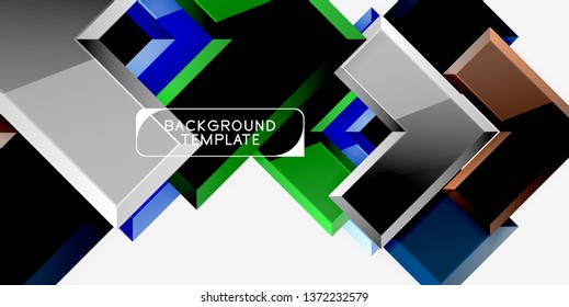 Fondo geométrico moderno brillante, composición de flechas abstractas. Vector