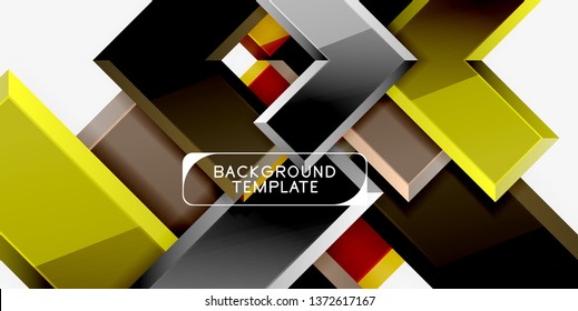 Glossy modern geometric background, abstract arrows composition. Vector