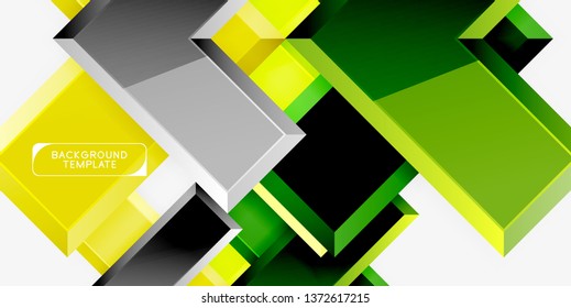 Glossy modern geometric background, abstract arrows composition. Vector