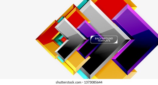 Glossy modern geometric background, abstract arrows composition. Vector