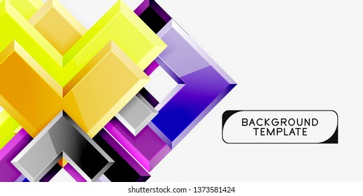 Glossy modern geometric background, abstract arrows composition. Vector