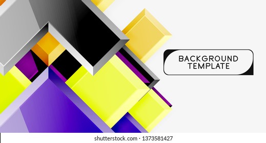 Glossy modern geometric background, abstract arrows composition. Vector