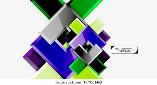 Glossy, zeitgenössischer geometrischer Hintergrund, abstrakte Pfeilzusammensetzung. Vektorgrafik