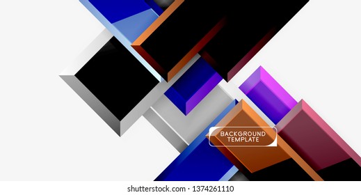 Glossy modern geometric background, abstract arrows composition. Vector