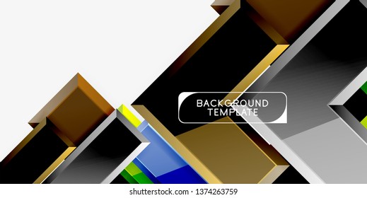 Glossy modern geometric background, abstract arrows composition. Vector
