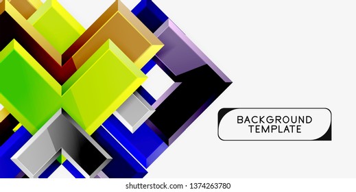 Fondo geométrico moderno brillante, composición de flechas abstractas. Vector
