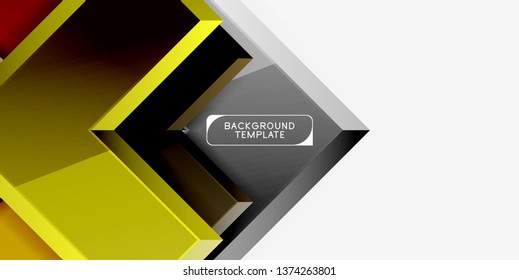Fondo geométrico moderno brillante, composición de flechas abstractas. Vector