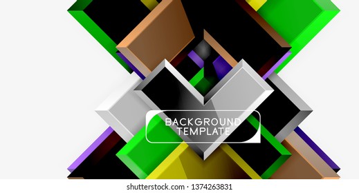 Glossy modern geometric background, abstract arrows composition. Vector