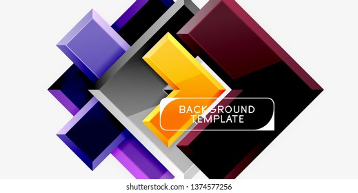 Glossy modern geometric background, abstract arrows composition. Vector