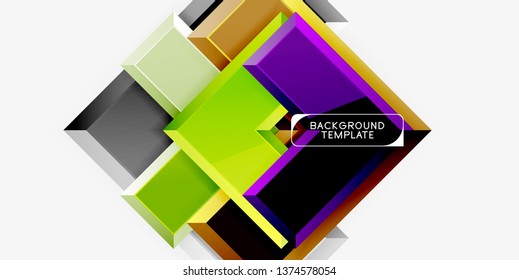 Glossy modern geometric background, abstract arrows composition. Vector