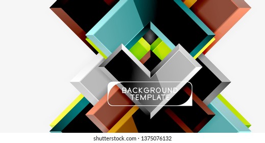 Glossy modern geometric background, abstract arrows composition. Vector