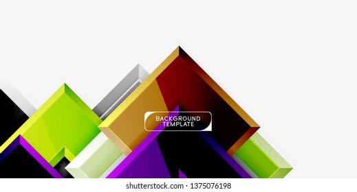 Fondo geométrico moderno brillante, composición de flechas abstractas. Vector