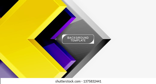 Glossy modern geometric background, abstract arrows composition. Vector