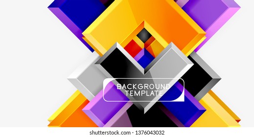 Fondo geométrico moderno brillante, composición de flechas abstractas. Vector