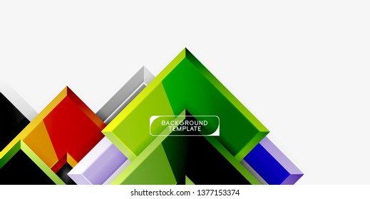 Glossy modern geometric background, abstract arrows composition. Vector