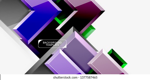 Glossy modern geometric background, abstract arrows composition. Vector