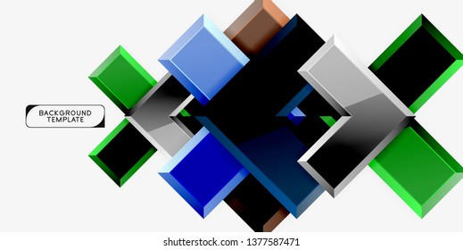Glossy modern geometric background, abstract arrows composition. Vector