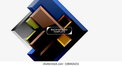 Glossy modern geometric background, abstract arrows composition. Vector