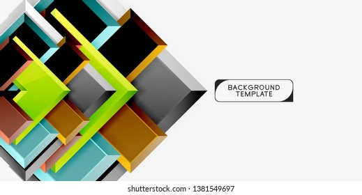Fondo geométrico moderno brillante, composición de flechas abstractas. Vector