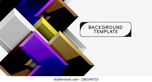 Glossy, zeitgenössischer geometrischer Hintergrund, abstrakte Pfeilzusammensetzung. Vektorgrafik