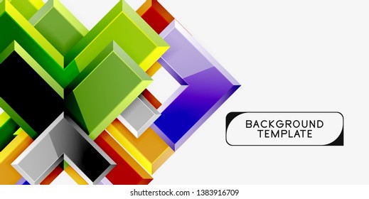 Glossy modern geometric background, abstract arrows composition. Vector