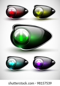 Glossy modern web button. Web navigation. Vector. Part of set.