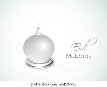 Glossy mosque on grey background for muslim community festival Eid Mubarak festival celebrations. 