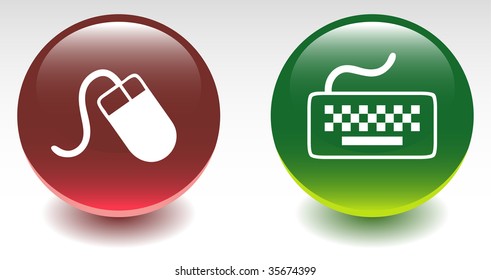 Glossy Mouse & Keyboard Sign Icons