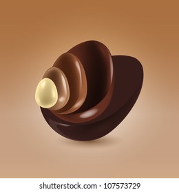 Glossy multilayered chocolate shells in motion abstract background