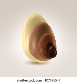Glossy multilayered chocolate shells in motion abstract background