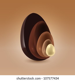 Glossy multilayered chocolate shells in motion abstract background