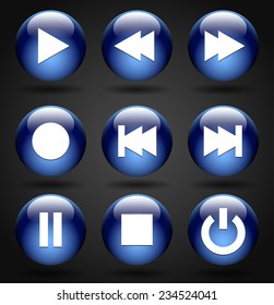 Glossy Multimedia buttons with transparency / transparent shading