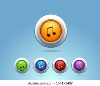 Glossy Music Note Icon/Button 