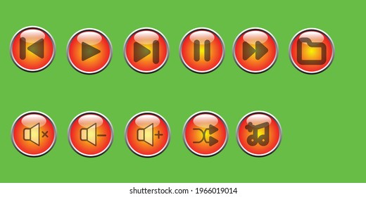 glossy music player button icon bdesign editable for web etc