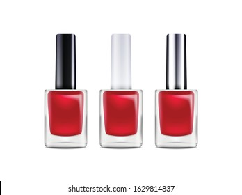 Glossy nail polish bottle. Vector illustration. Mockup template for your design