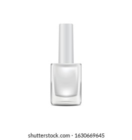 Glossy nail polish bottle. Vector illustration. White mockup template for your design