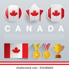Glossy National Buttons and Badges : Vector Illustration