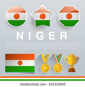 Glossy National Buttons and Badges : Vector Illustration
